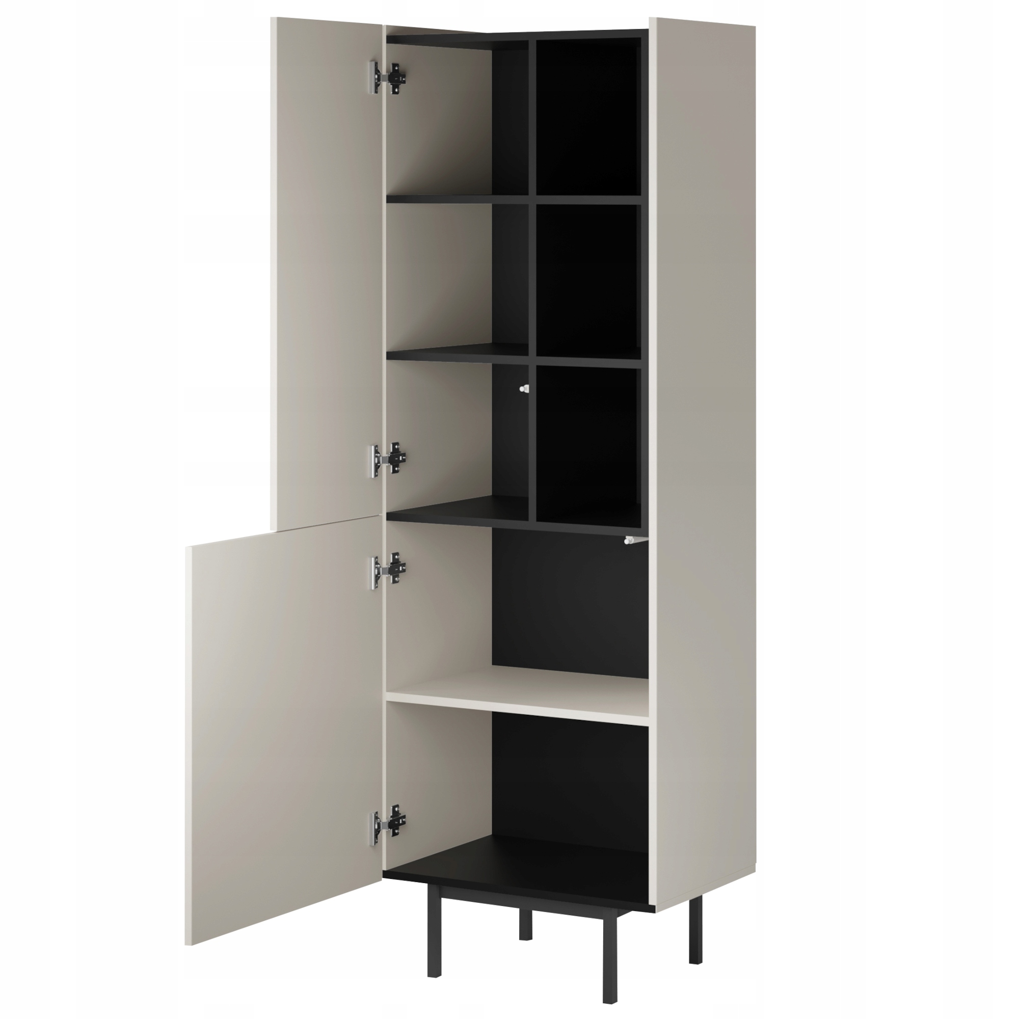 Regał lewostronny z drzwiami uchylnymi Noel 60 Kaszmir / Czarny