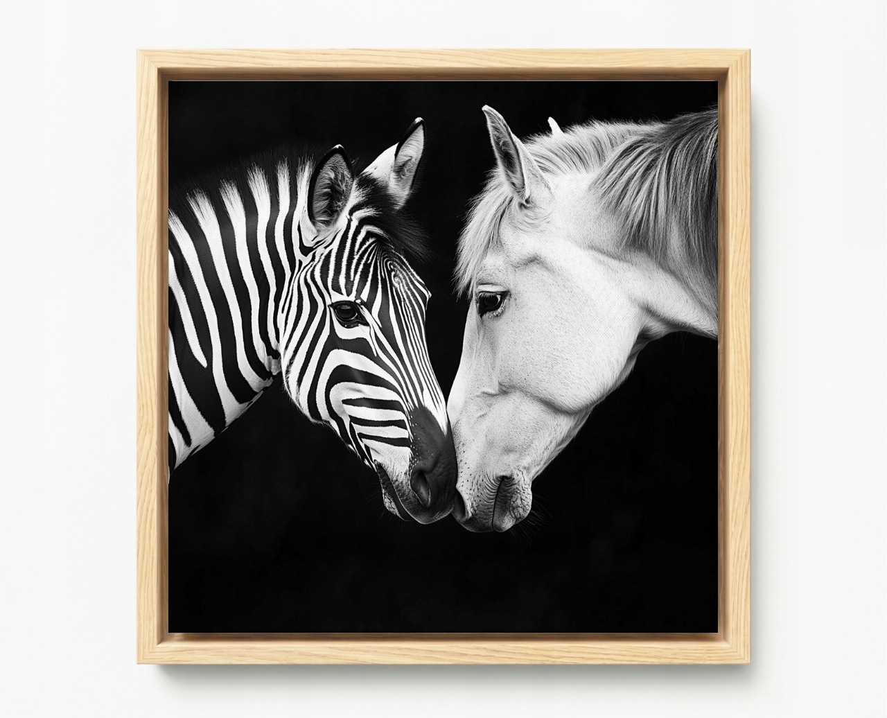 Obraz Rám American Box Portrét Kůň Zebra Bílá Černá Kontrast B&w 80x80