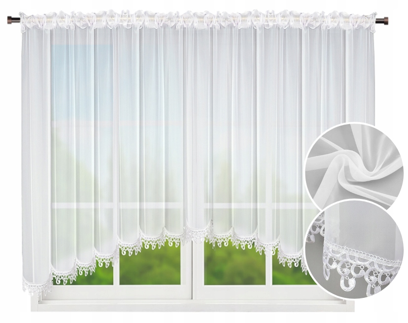 FIRANA 140X300 Z GIPIURĄ 8CM BIAŁA SALON KUCHNIA