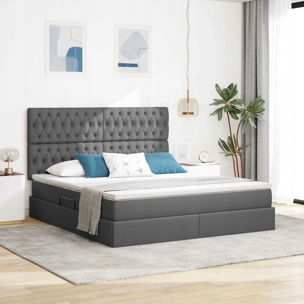 vidaXL Postel s úložným prostorem a matrací Tmavě šedá 160 x 200 cm