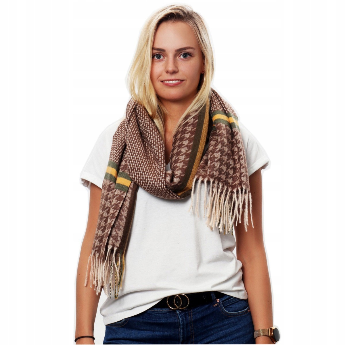 

Bawełniany duży szalik damski ciepły szal w kratę