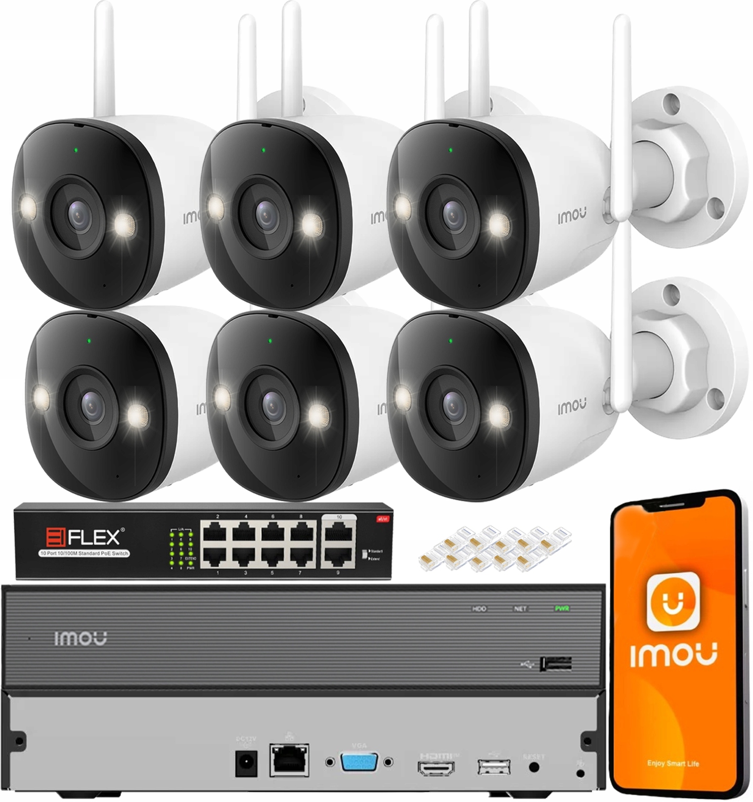 Monitorovací sada Imou 6 Ip kamer IPC-S3EP-5M0WE Audio 5MPx Led