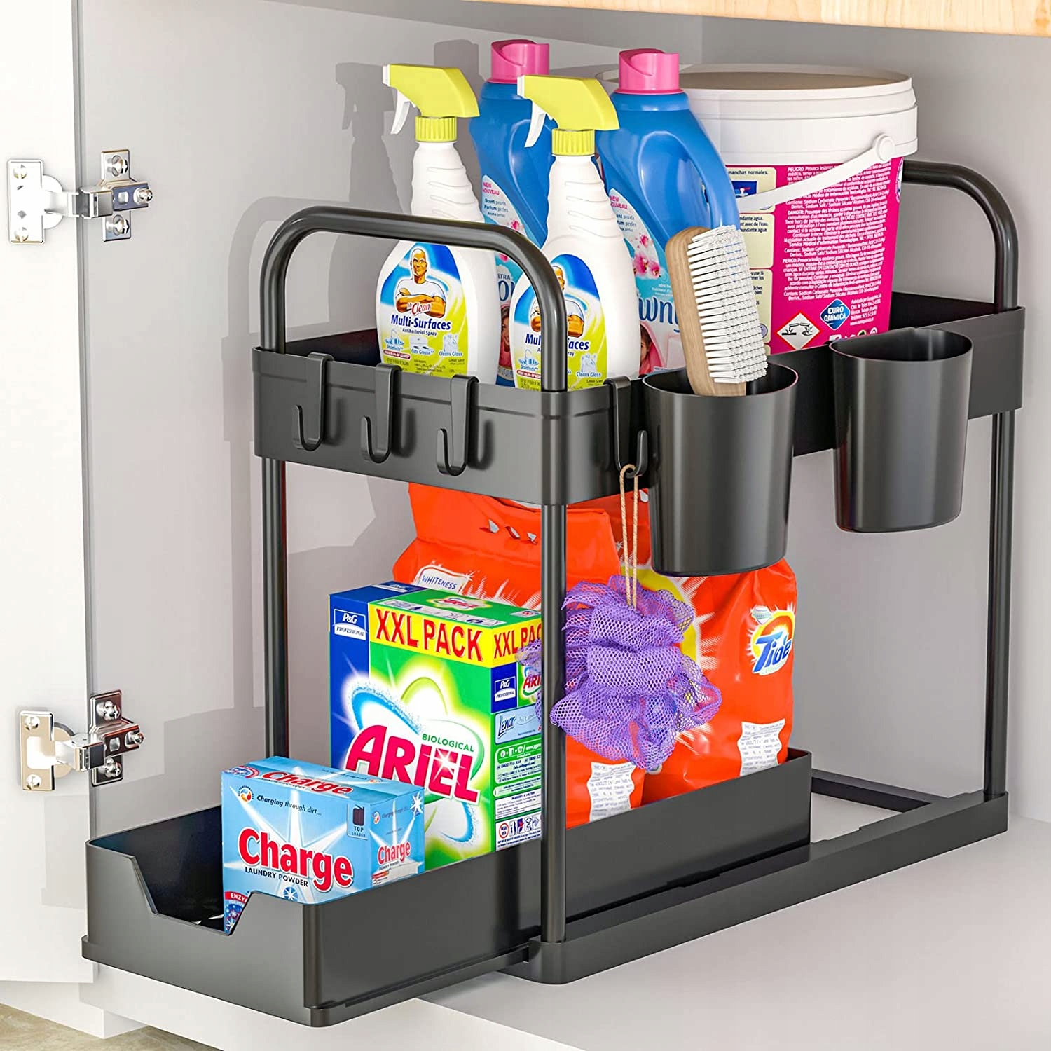 ORGANIZER DO ZLEWU Z 4 HACZYKAMI I 2 KUBKAMI 40 CM Kod producenta HG9841OPH