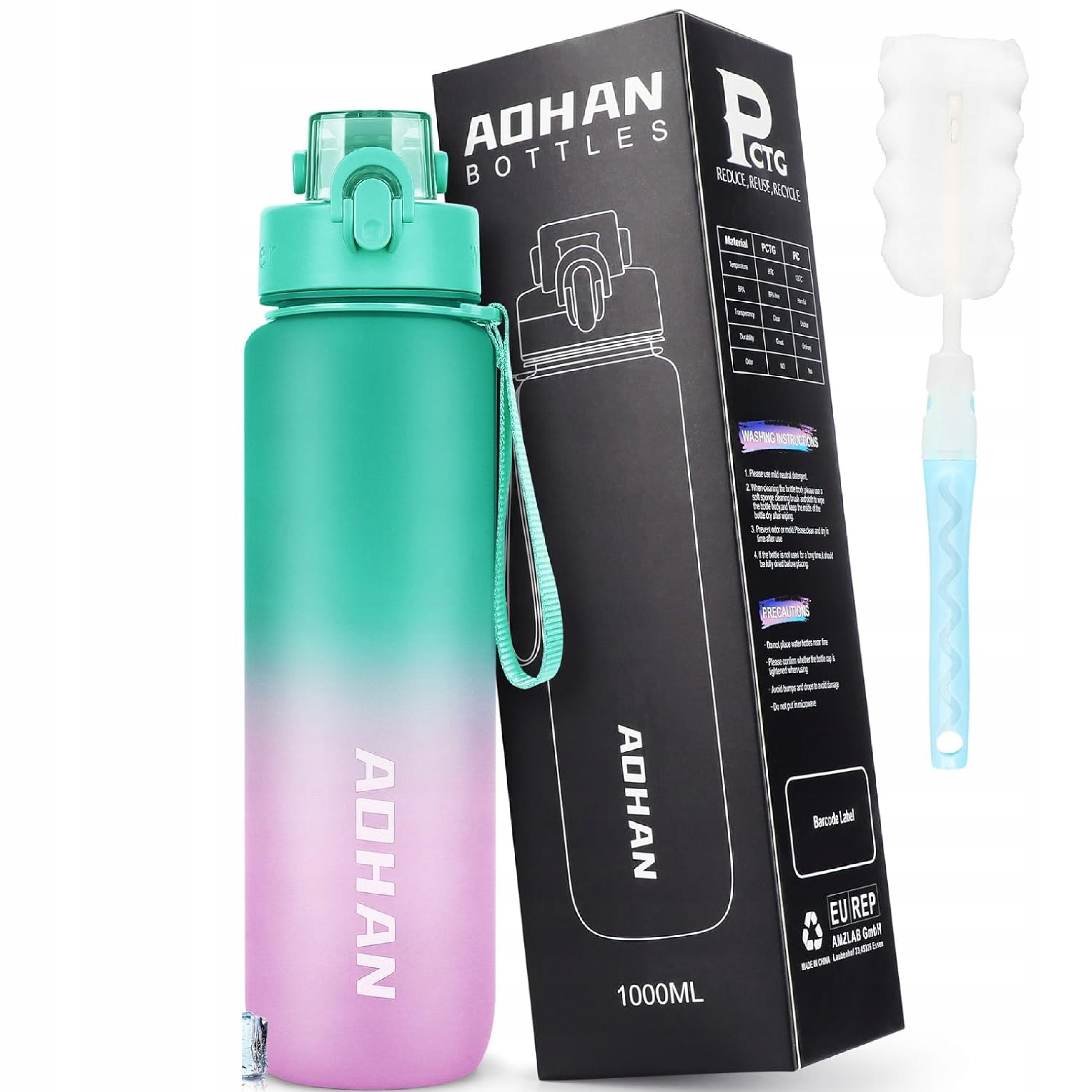 Butelka bidon na wodę napój Tritanowa szczelna sportowa z miarką 1000ml