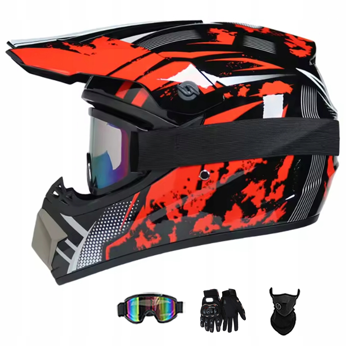 Motocyklová Přilba Lehká Enduro Quada Brýle Rukavice Maska XL
