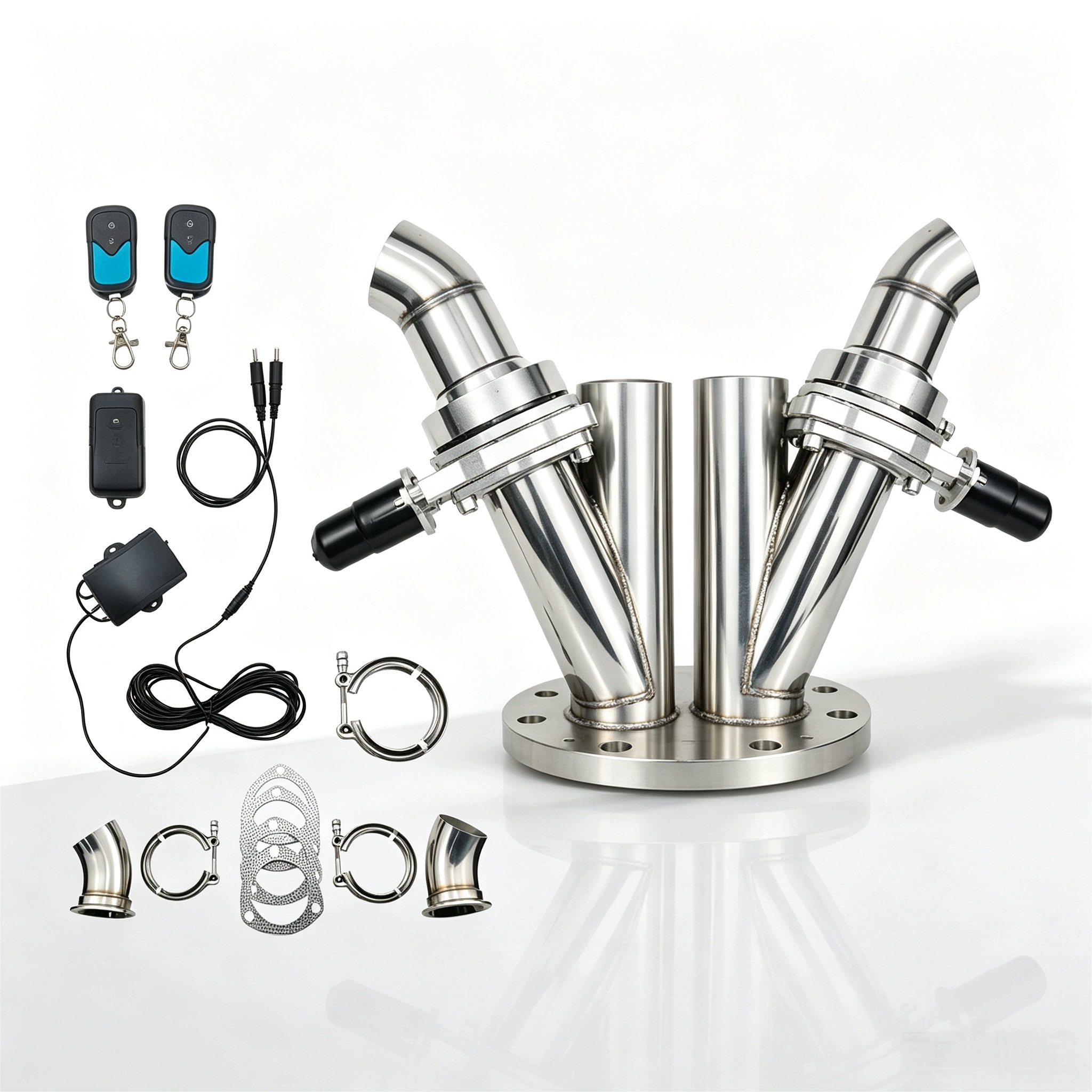 Výfuková klapka dual valve 12V 63 mm s dálkovým ovládáním