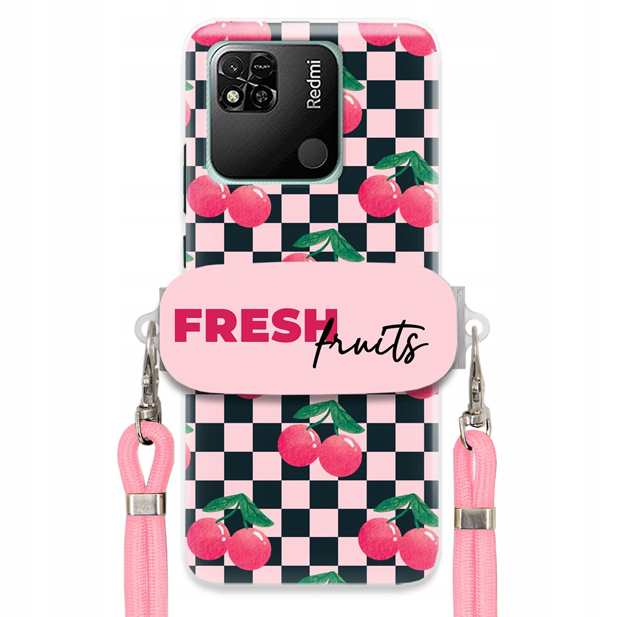 Pouzdro pro Xiaomi Redmi 10A Crossbody vodítko držák na šachovnici Fresh Fruits