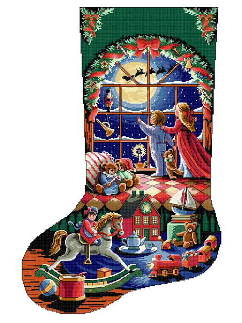 Vyšívací sada Kanwa Mulina vánoční ponožka