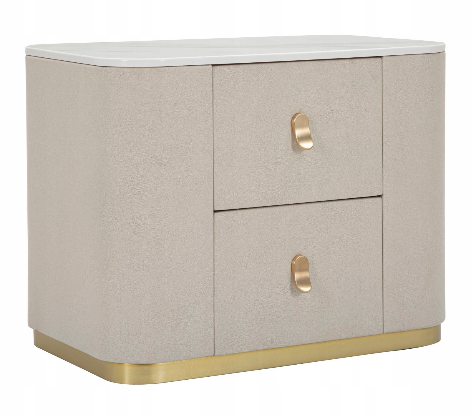 Nočná Skrinka Polyester So Zásuvkami 60 X 40 X 47 CM Béžová Zlaté Detaily