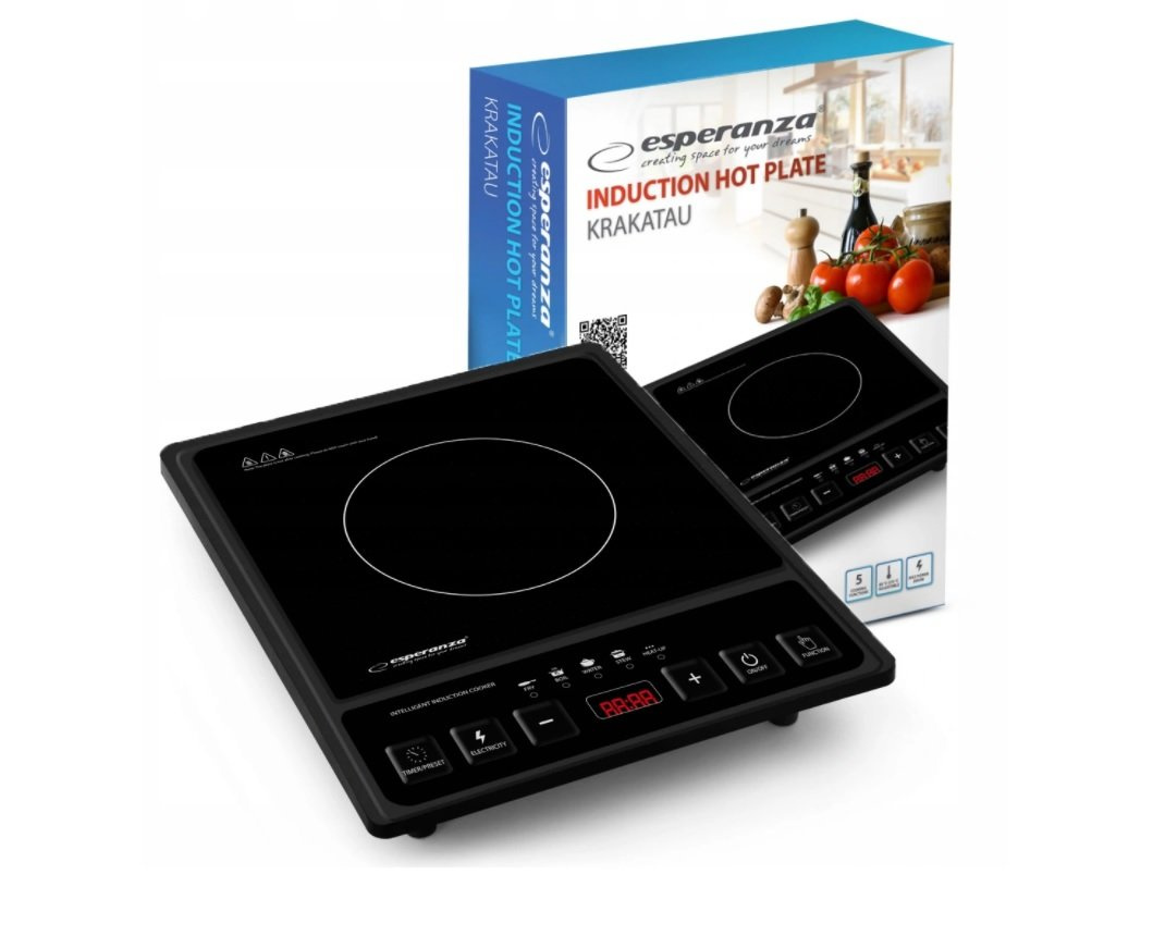 Kuchenka płyta indukcyjna elektryczna przenośna jednopalnikowa 2000W czarna