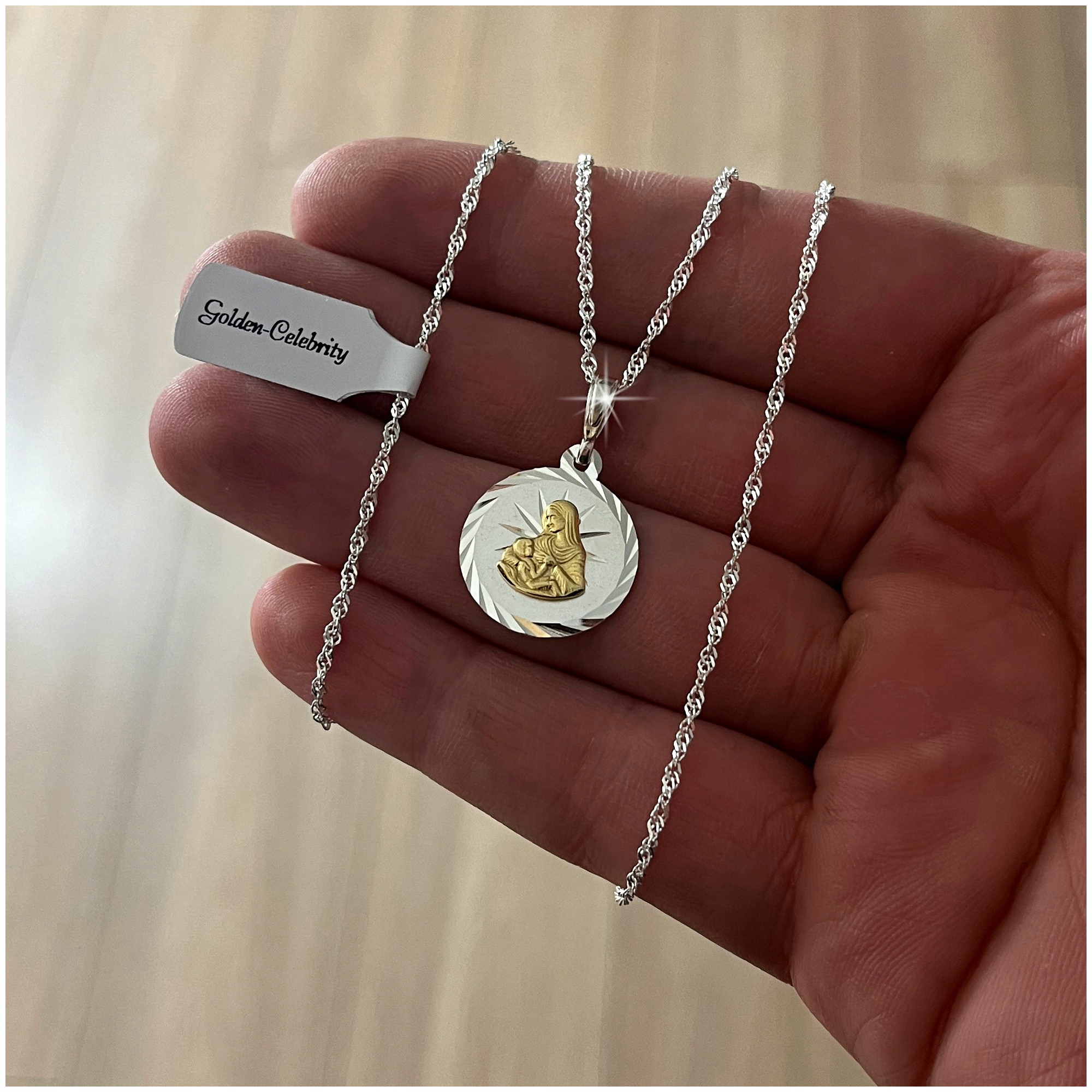 SREBRNY ŁAŃCUSZEK + MEDALIK 925 PREZENT DLA DZIEWCZYNKI NA KOMUNIĘ + GRAWER Kod producenta pamiątka pierwszej komunii świętej srebro 925