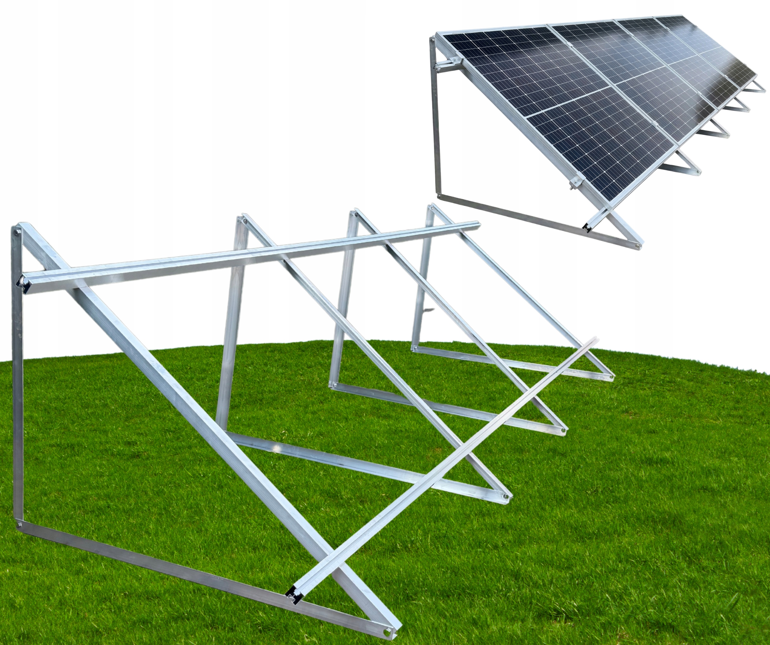 Montážní Sada 4 Modulů Vertikálně Na Trojúhelnících 15 stupňů, trojúhelníky komplet