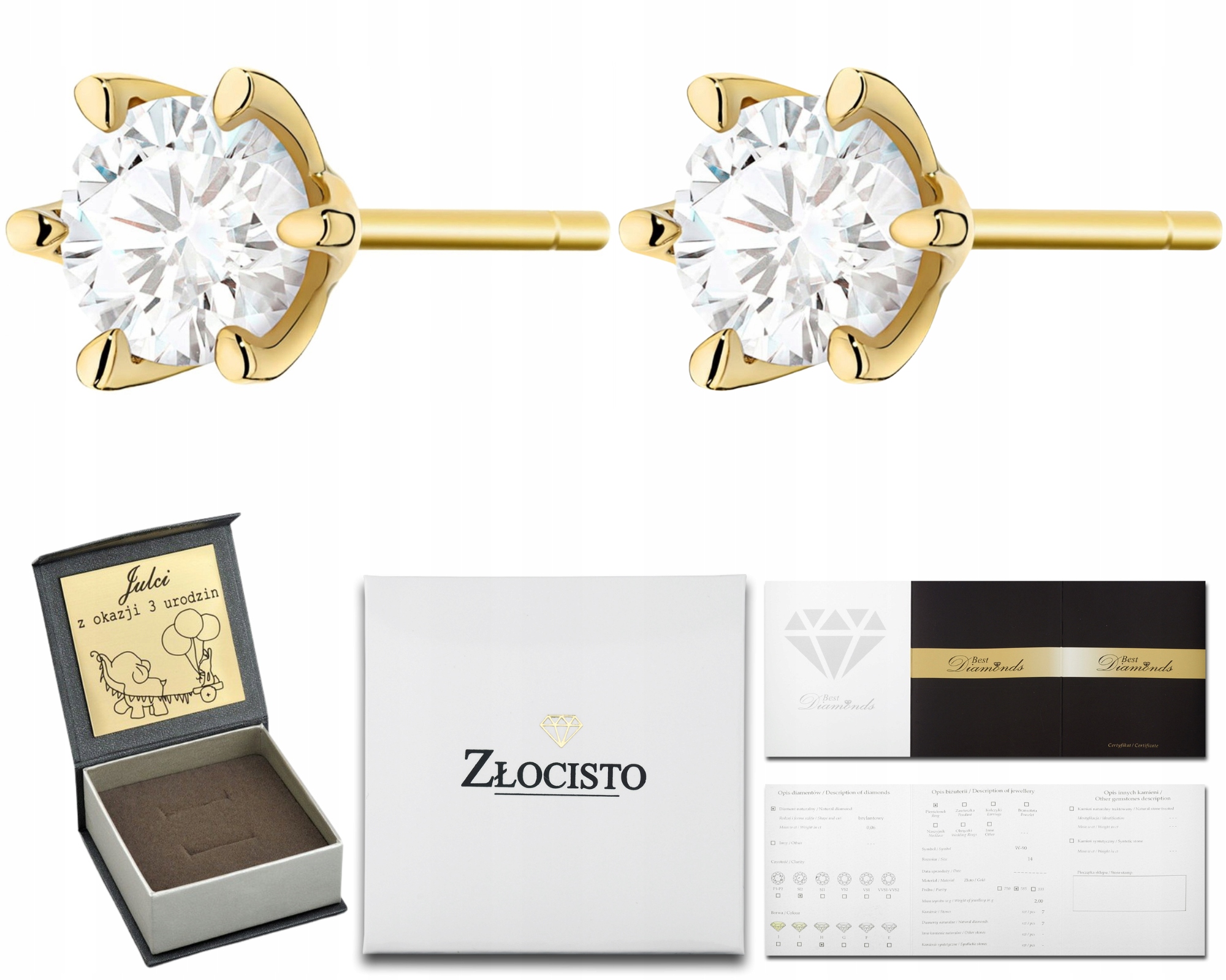 Úžasné Náušnice S Velkými Diamanty 2,00 KArátové Zlato 585 Dárek