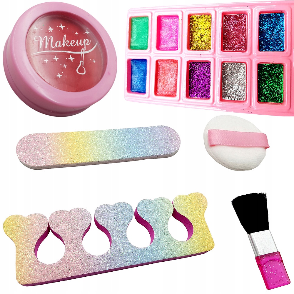 Kuferek kosmetyków Zestaw do malowania makijażu i paznokci dla dzieci Kolor dominujący odcienie różu