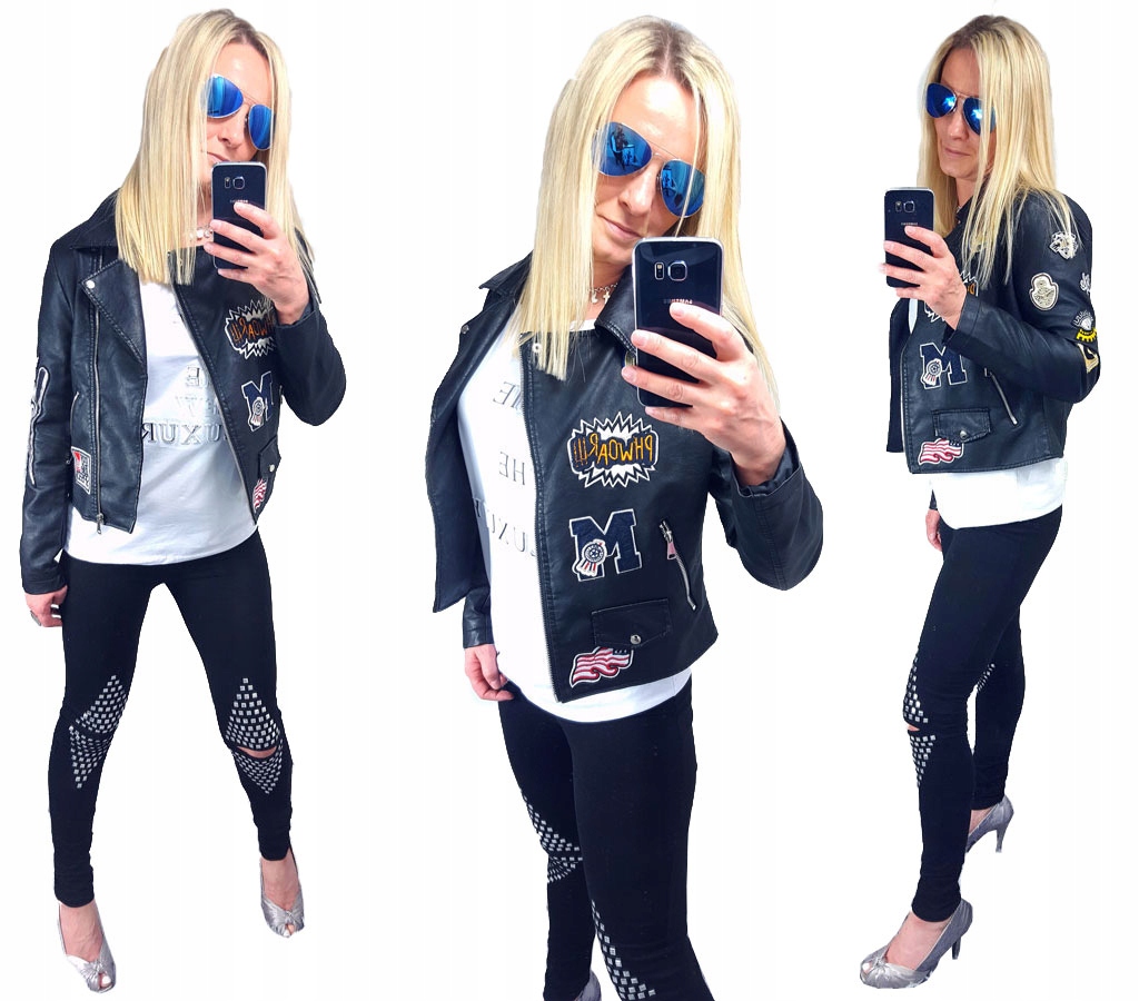 

Spodnie Legginsy Rurki Ćwieki Ripped Getry Dziury