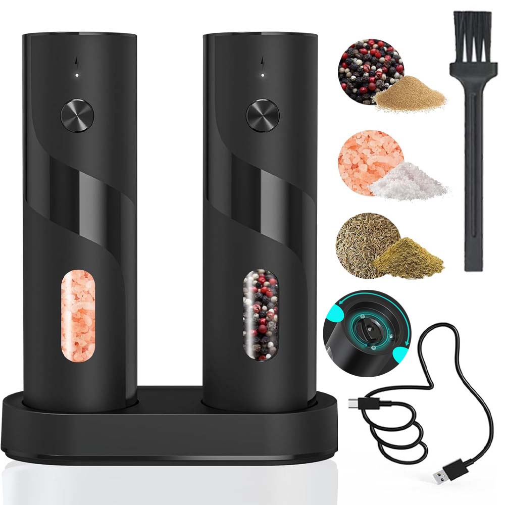 Elektrický Mlýnek Na Sůl A Pepř Koření Podložka Regulace Set x2