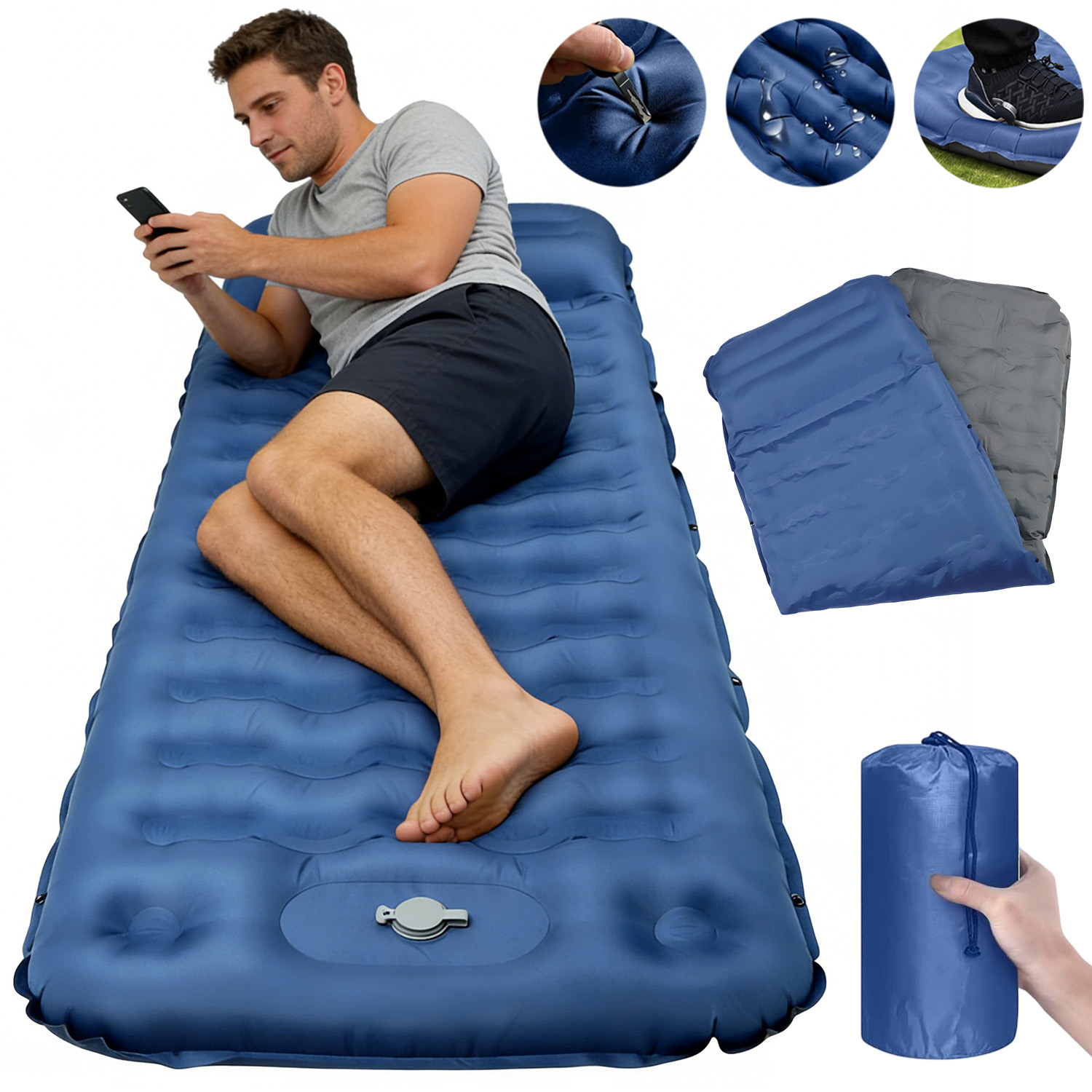 Materac Dmuchany Turystyczny Wodoodporny Na Camping 196*66*13CM Waterproof