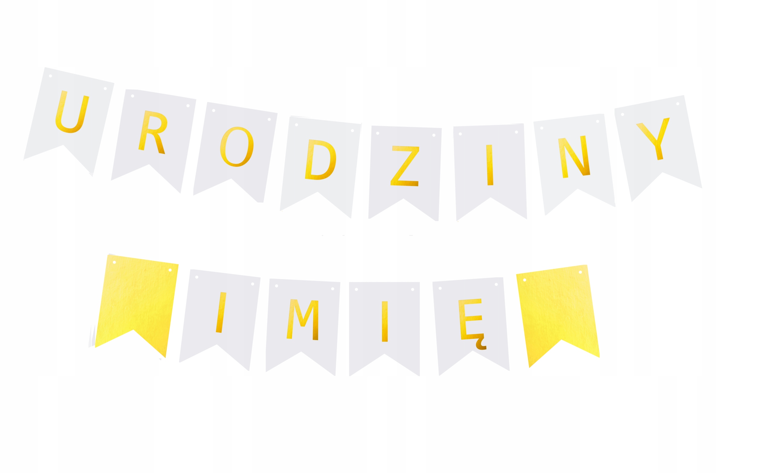 

Girlanda napis Urodziny + Imię Dziecka baner złoty