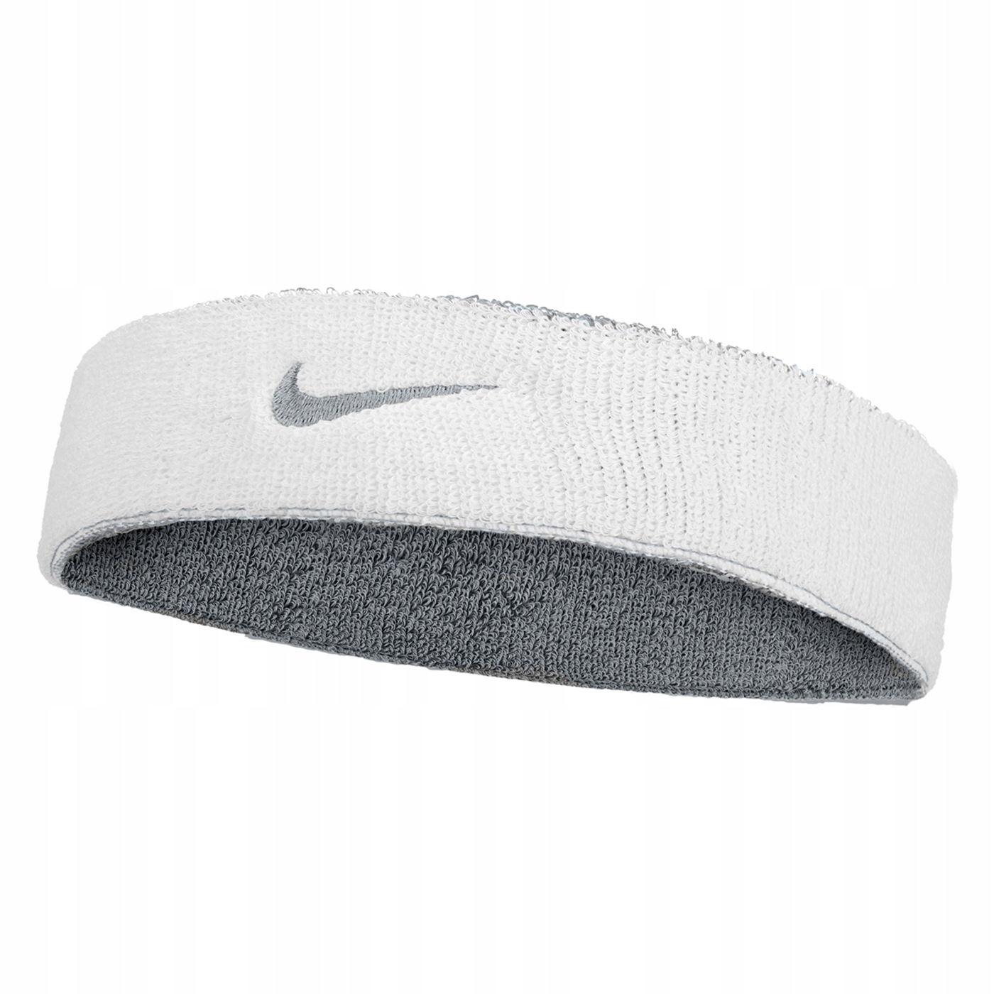 Opaska sportowa Nike Swoosh Classic Reversible, dwustronna, chłonna, biała