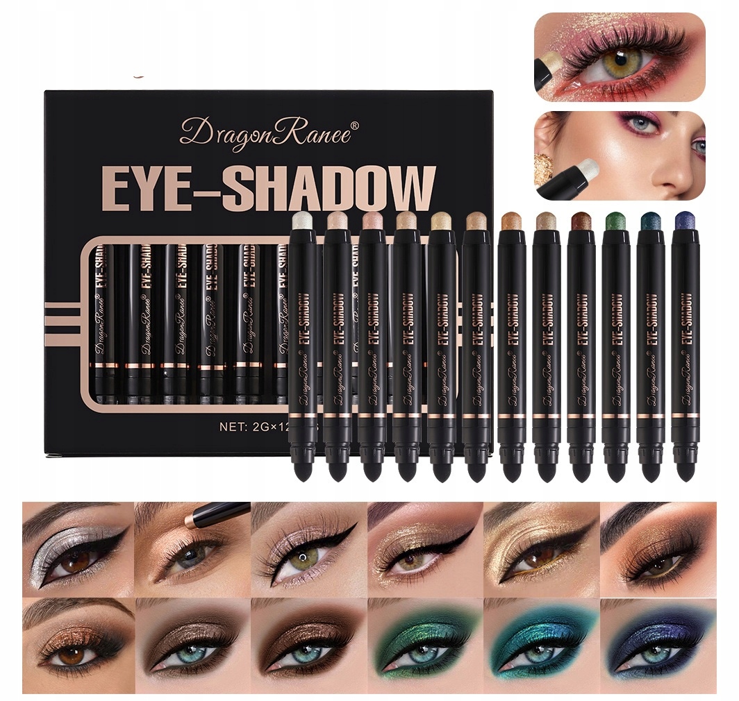 Cienie Do Powiek w sztyfcie Cień Matowe Perłowe Zestaw 12 sztuk kolorów Dr