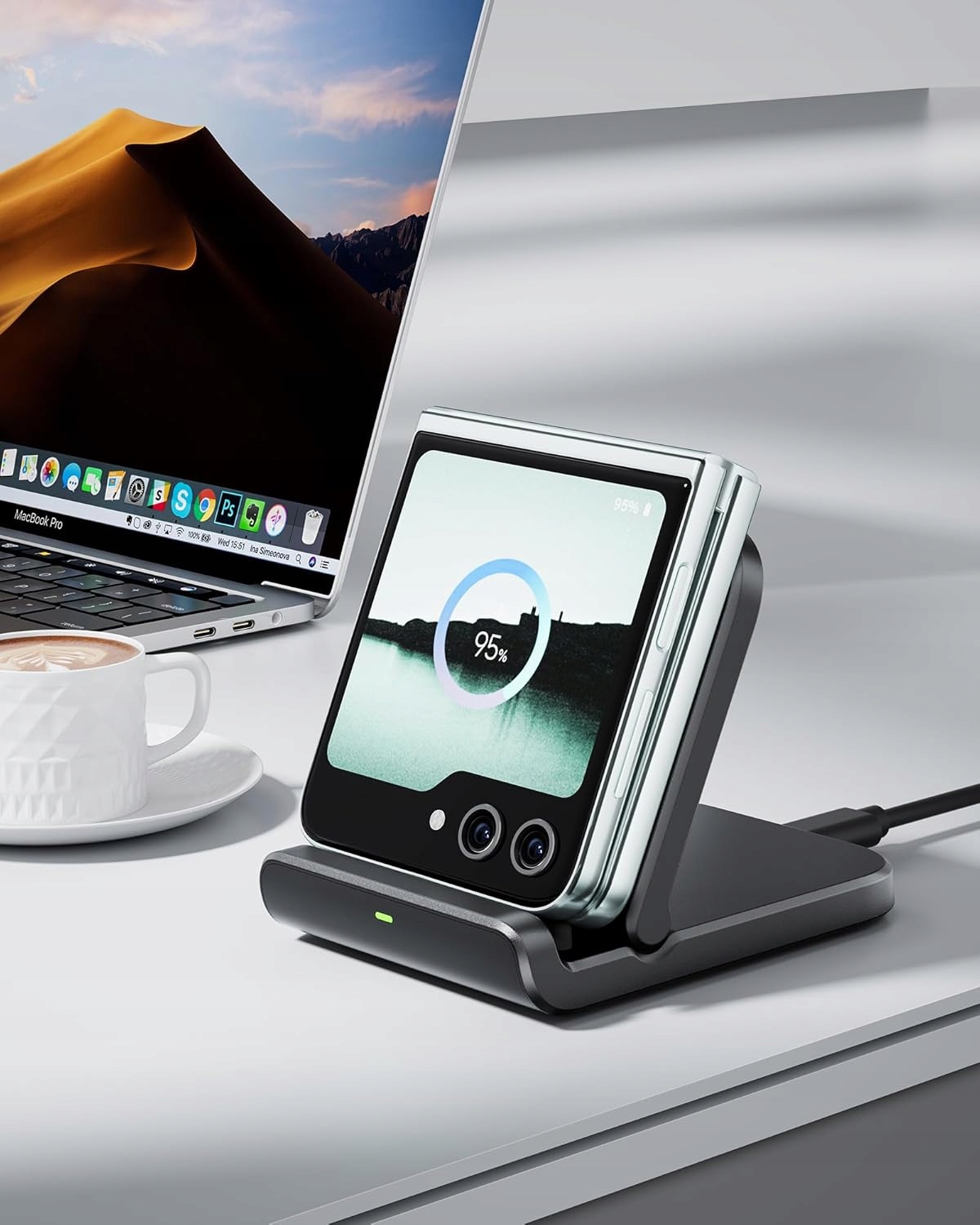 SwanScout Stacja ładująca do Samsung Z Flip 6, SwanScout 501S, składana — miniatura 9