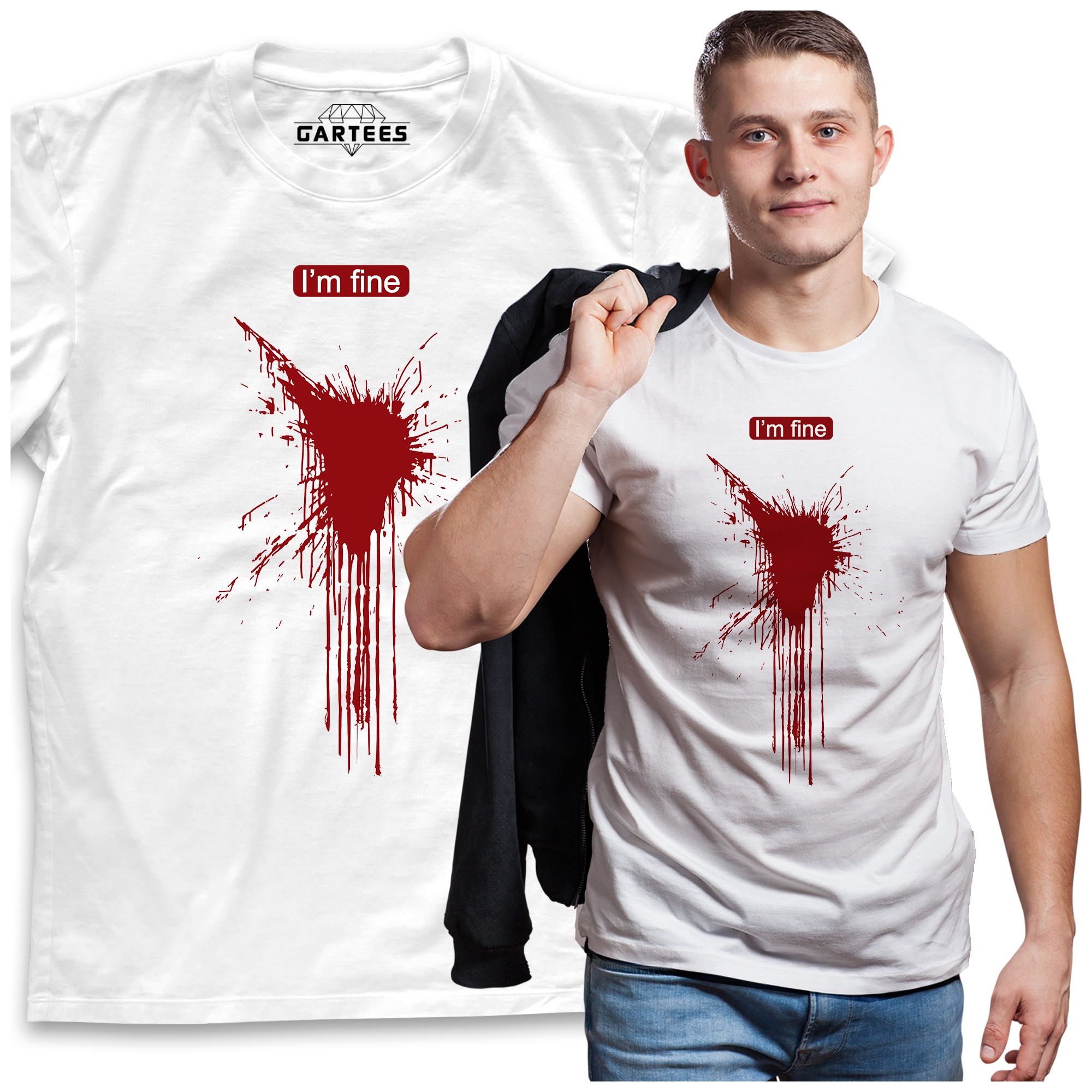 

Koszulka Męska I'M Fine Blood Krew Halloween