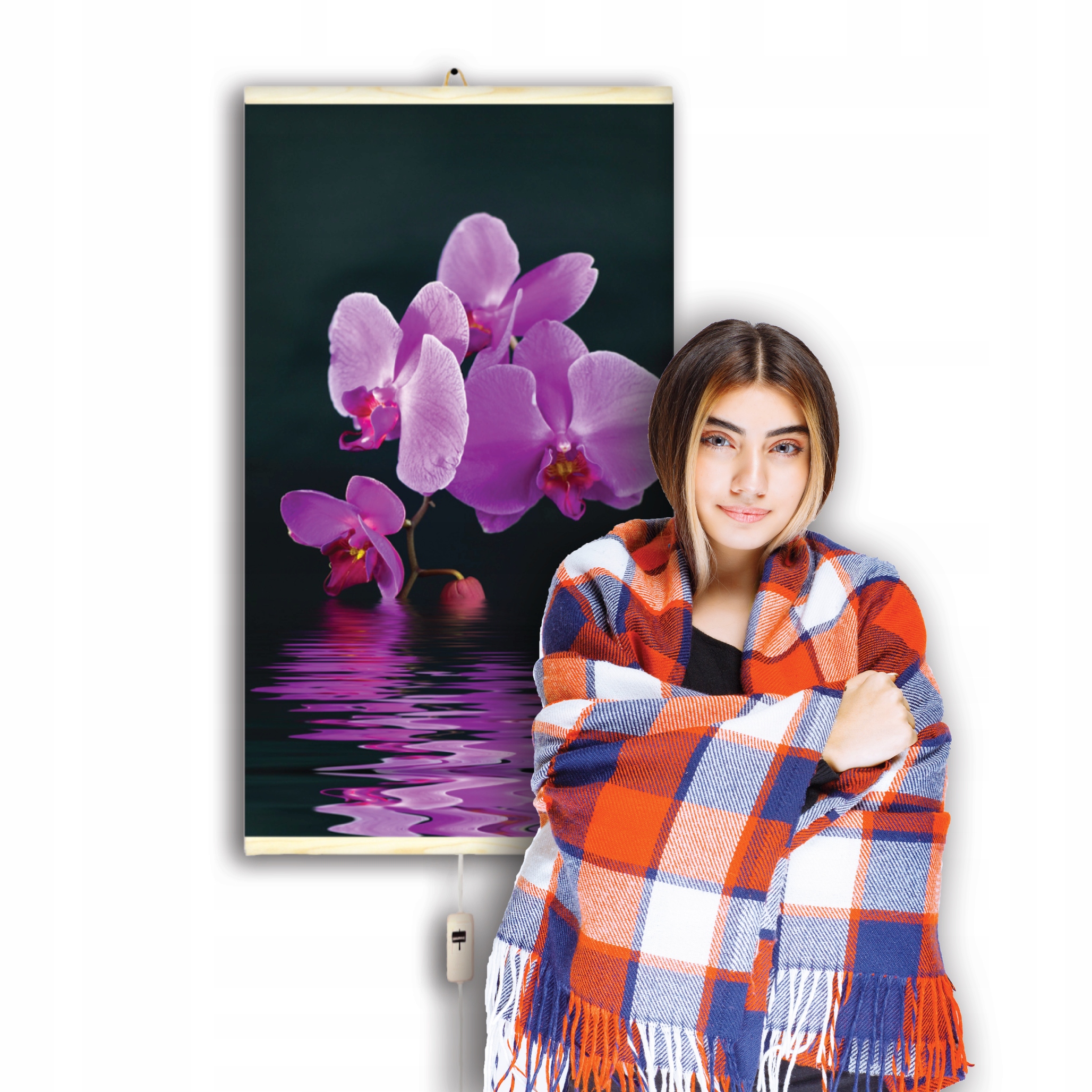 Nástenné infračervené vykurovanie EasyHeater s regulátorom 430 W Orchidea