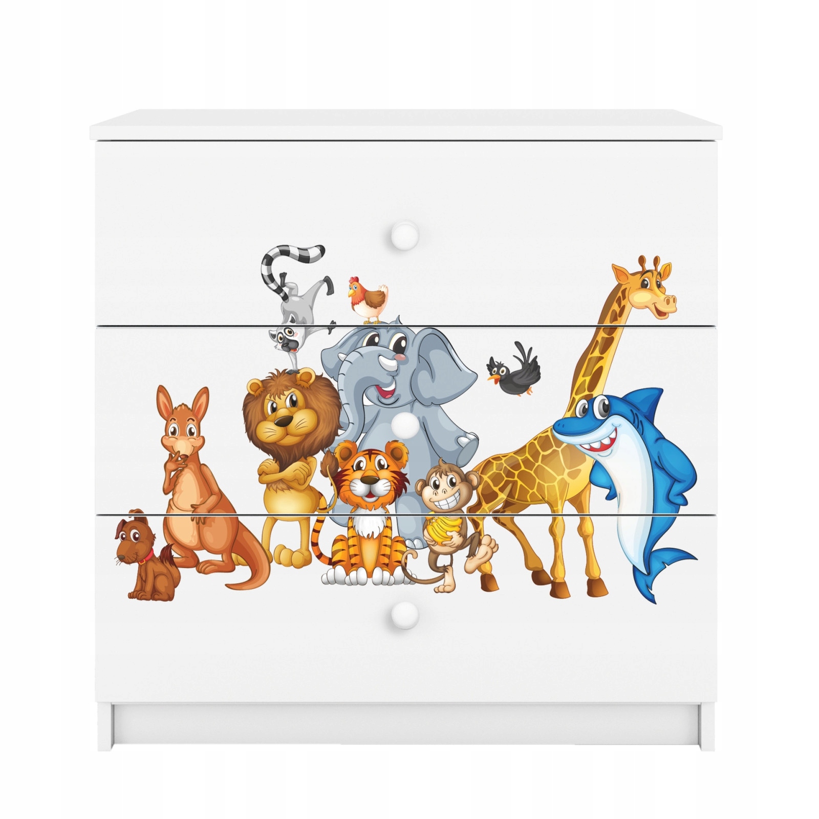 Komoda Babydreams bílá grafika Zvířata 80 cm