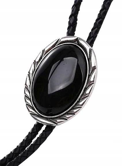 Achátová černá kravata bolo, ekologická syntetická pletenina