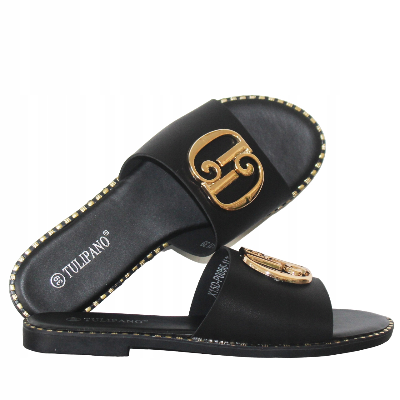 Dámské nazouváky klasické černé ploché vel. 39 24.5 cm Tulipano