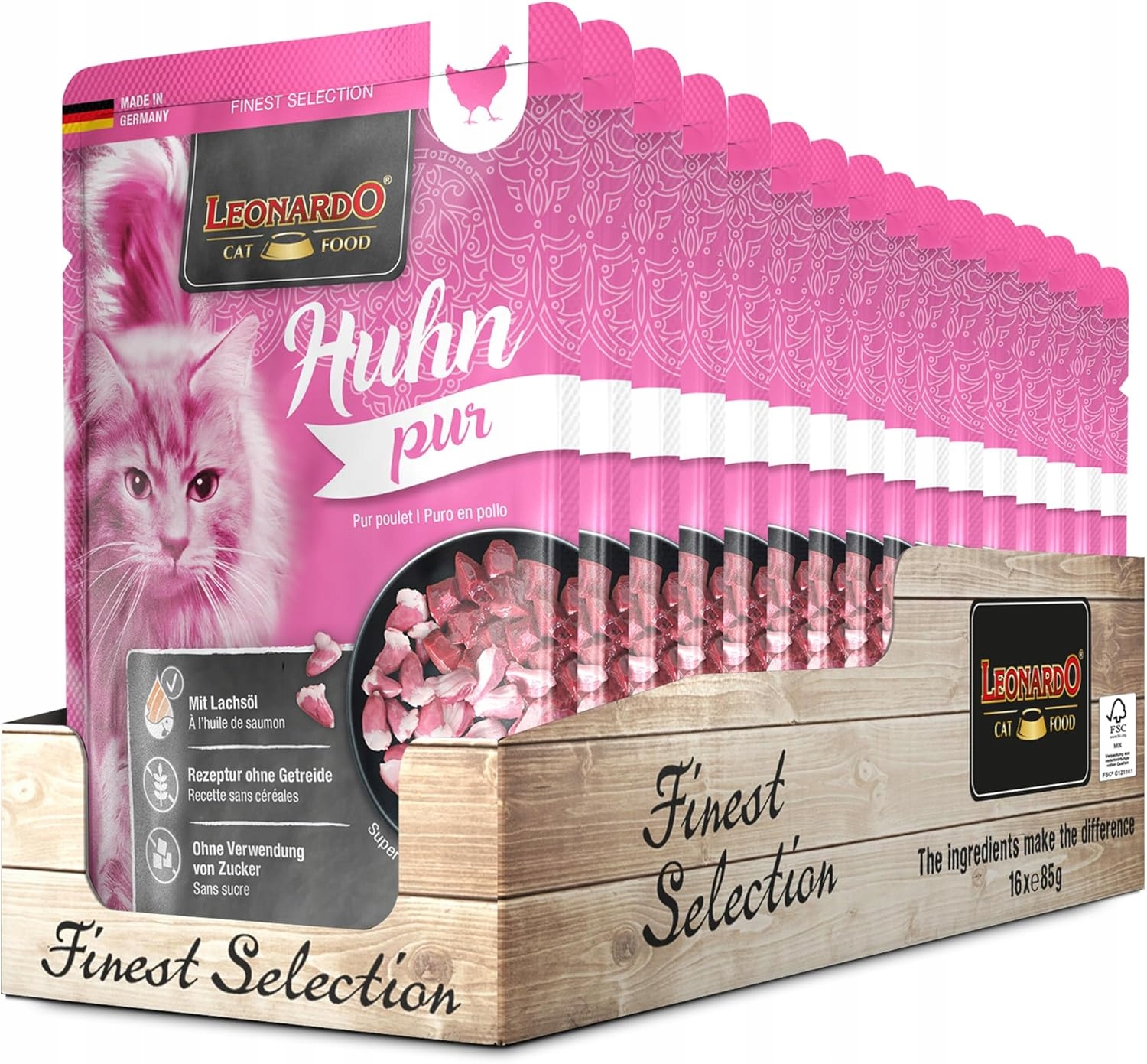 Leonardo Finest Selection Kurczak 16x 85g mokra karma dla kota saszetka