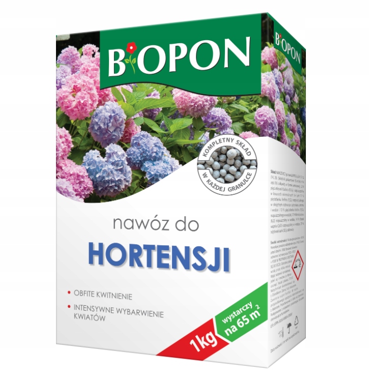 

Nawóz Do Hortensji 1kg Biopon wystarczy na 65m2