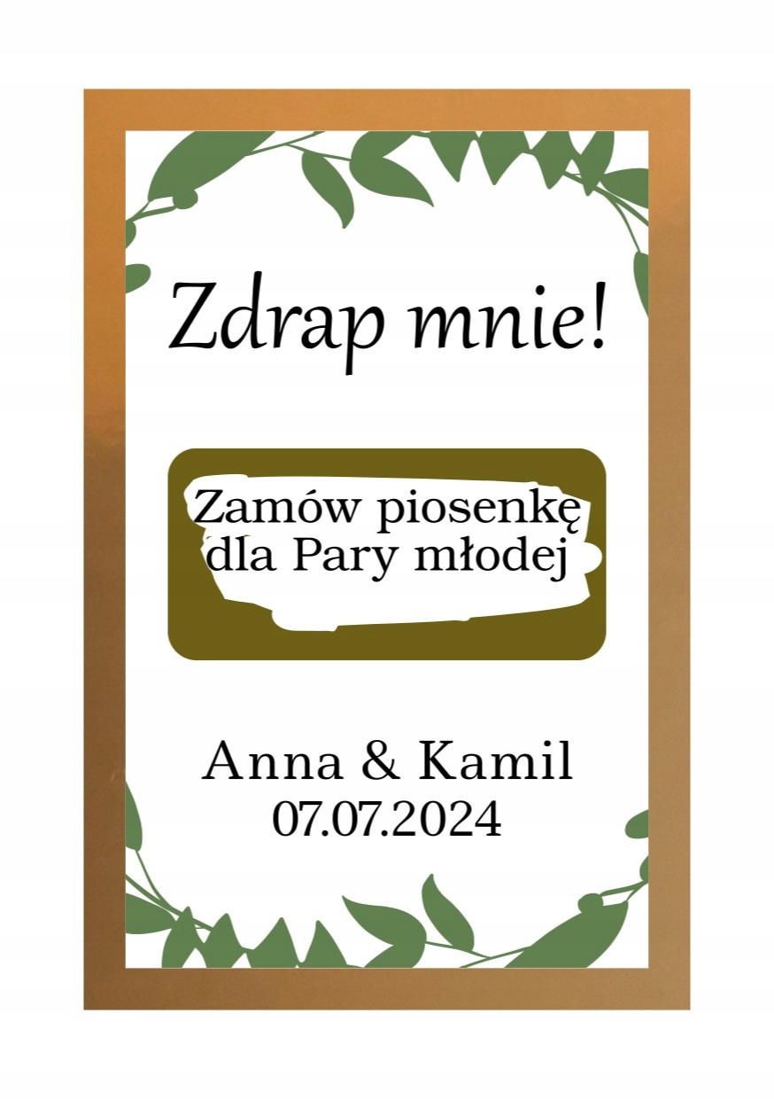 ZDRAPKA Z ZADANIEM WESELNYM DLA GOŚCI PAPETERIA