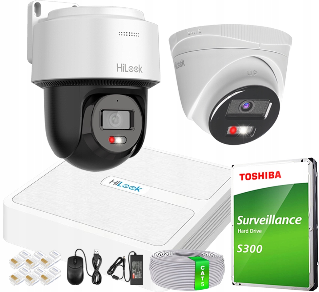 Sada pro monitorování 2 kamer 4MPx HiLook IPCAM-T4-30DL PTZ-N4MP-P PoE