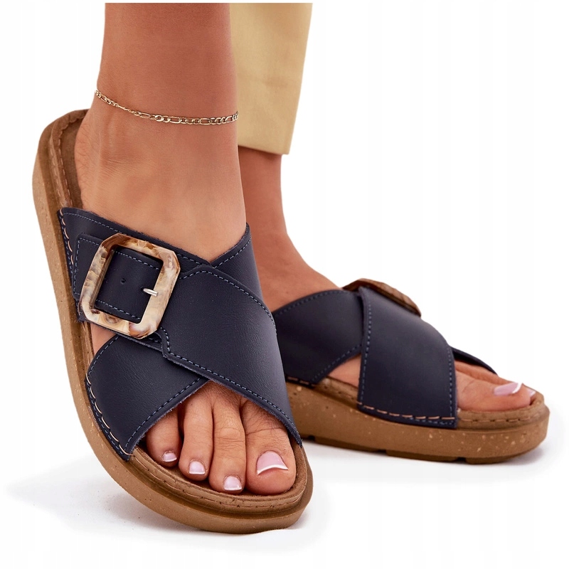 Nazouváky Dámské Přírodní Kůže Platforma Spona Inblu ED0003IU Námořnická Modrá 36