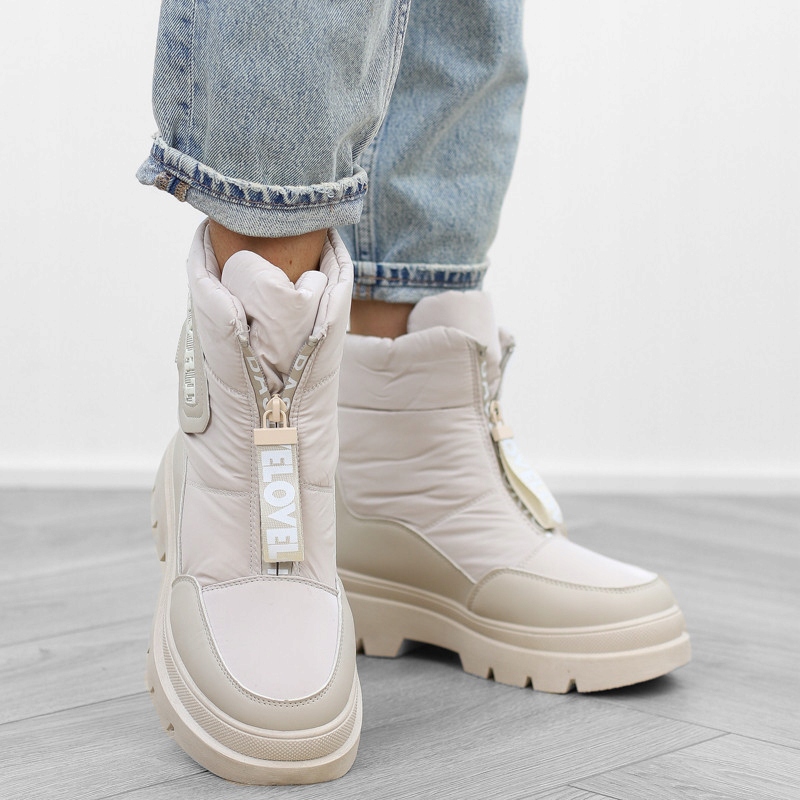 Beżowe śniegowce damskie ocieplane napisy 5707 r37 Kod producenta 5707