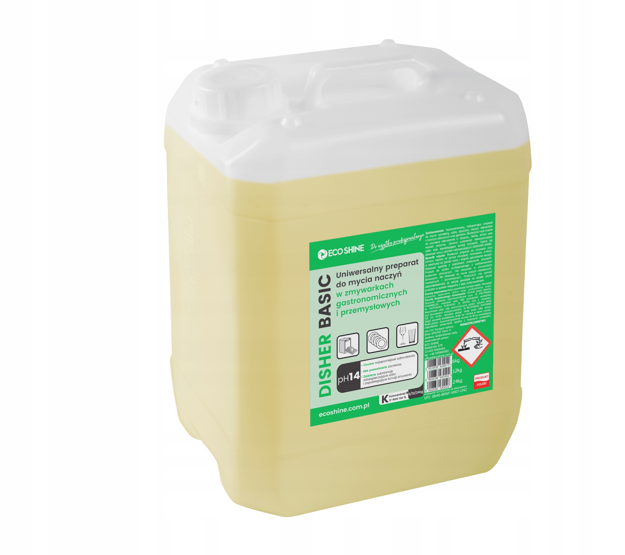 Eco Shine Disher Basic 12 kg Płyn myjący do zmywarki uniwersalny