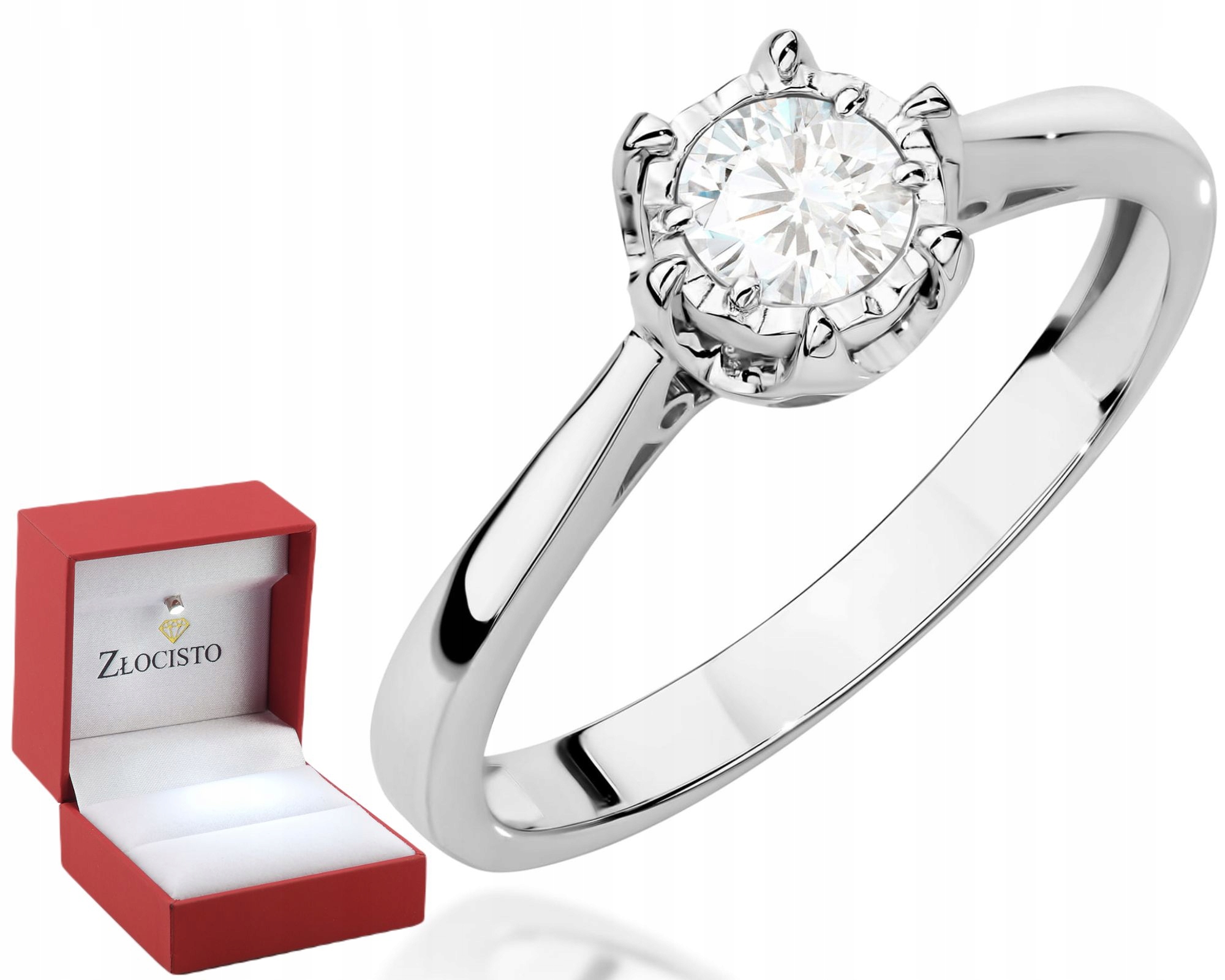 Bílý Zlatý Prstýnek S Briliantem Gravírování 585 Bonus Dárek