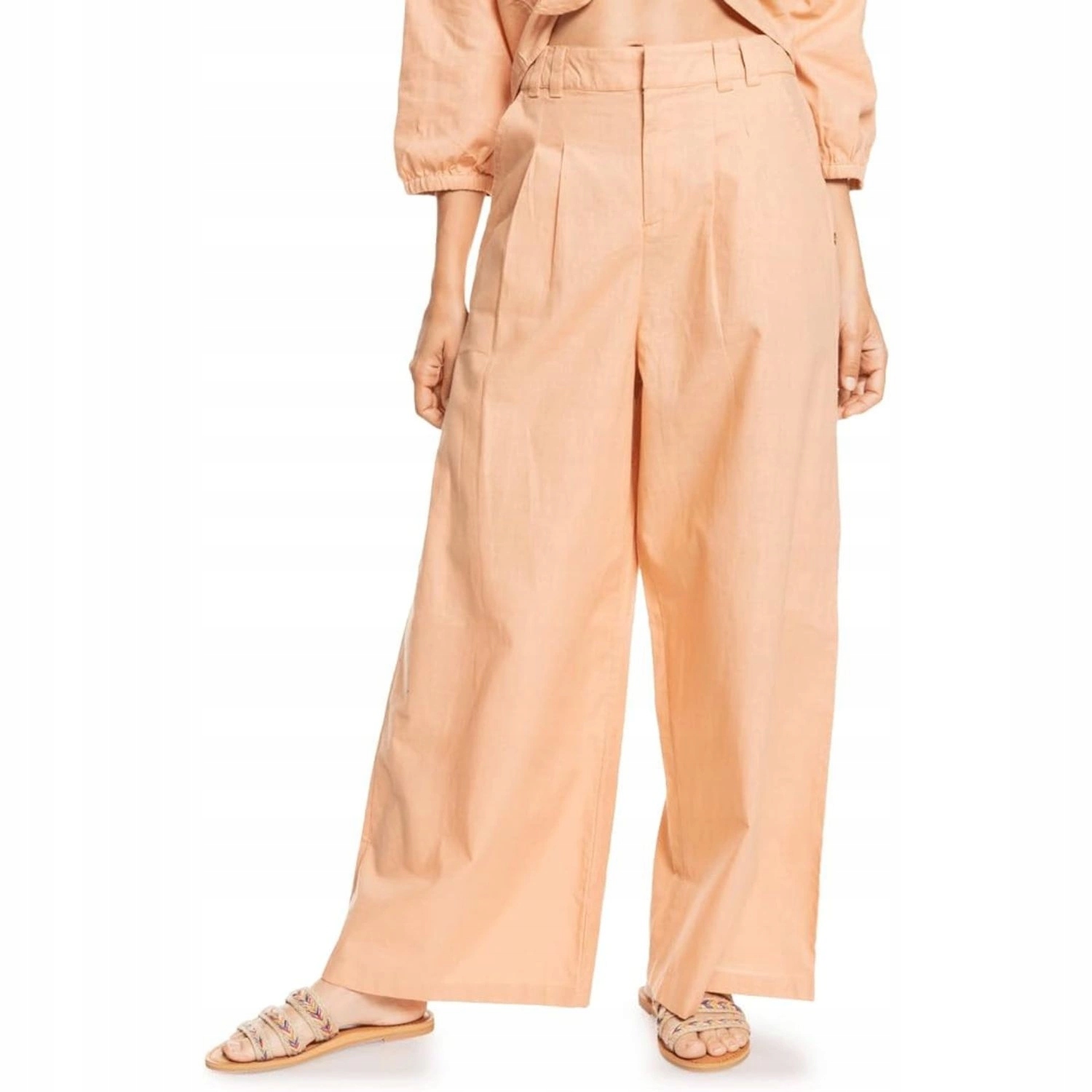 Dámské volné pohodlné bavlněné kalhoty Roxy se lnem, široké vel.