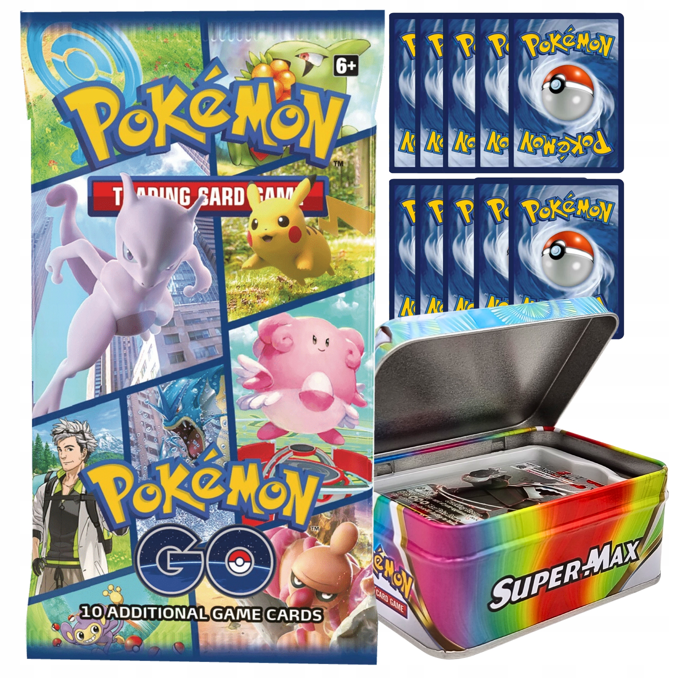 Karty Pokemon Go Booster 10 Sztuk Kolekcjonerskie Metalowa Puszka