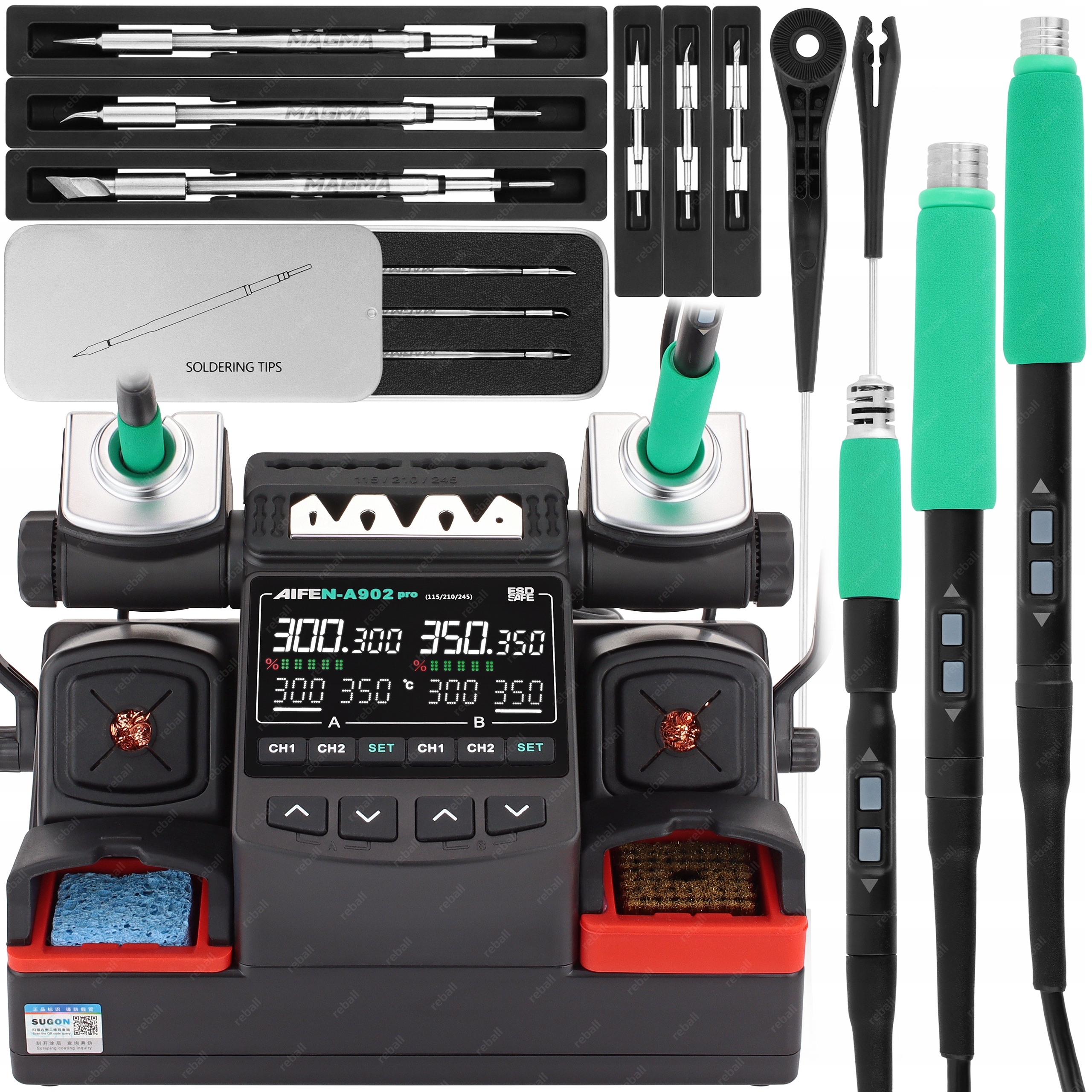 Sada Pájecí Stanice Aifen A902 Pro 350W 3V1 9 Hrotů C115 C210 C245