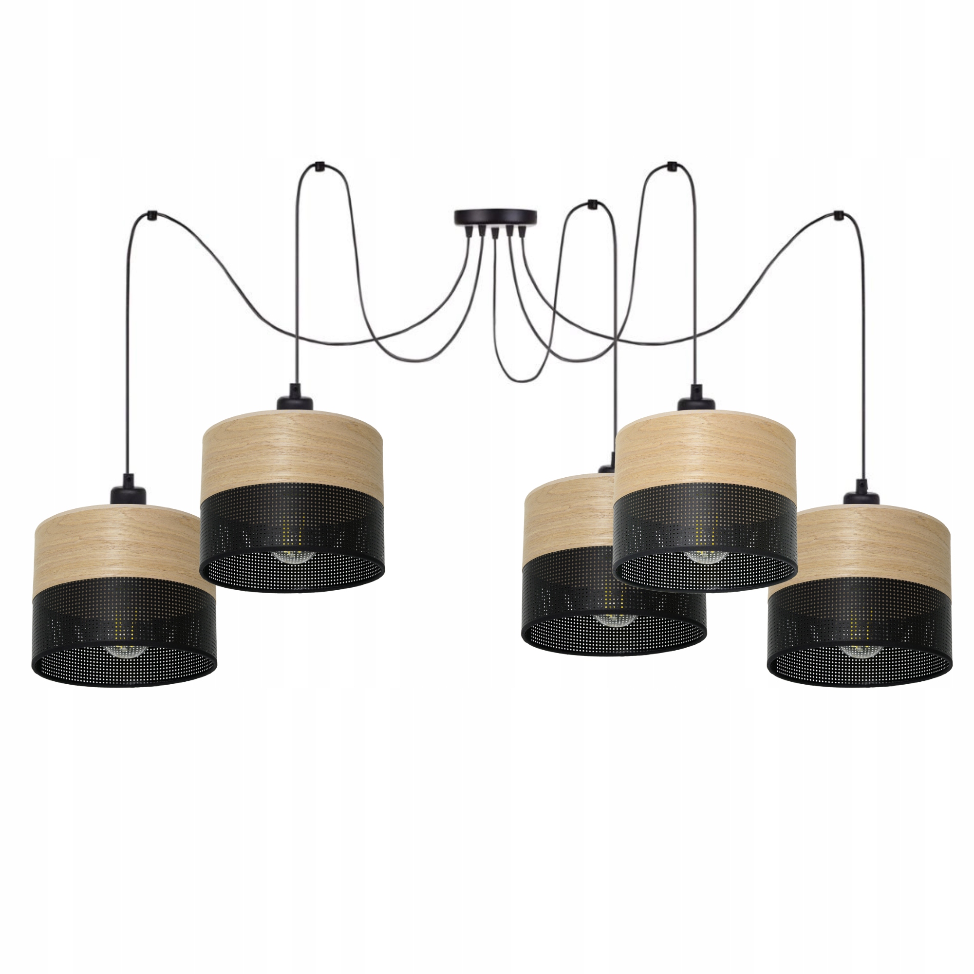 Závěsná Lampa Lustr Spider Abażur S Dírkami Dřevo E27 5x20CM Polsko