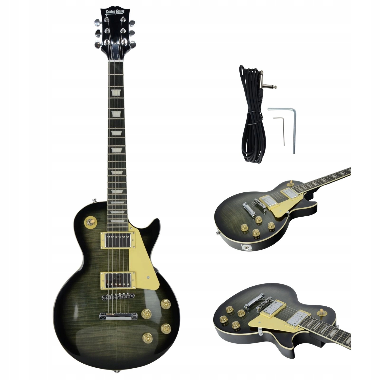 Gitara elektryczna -Golden Guitar typu Les Paul Szaro-zielona