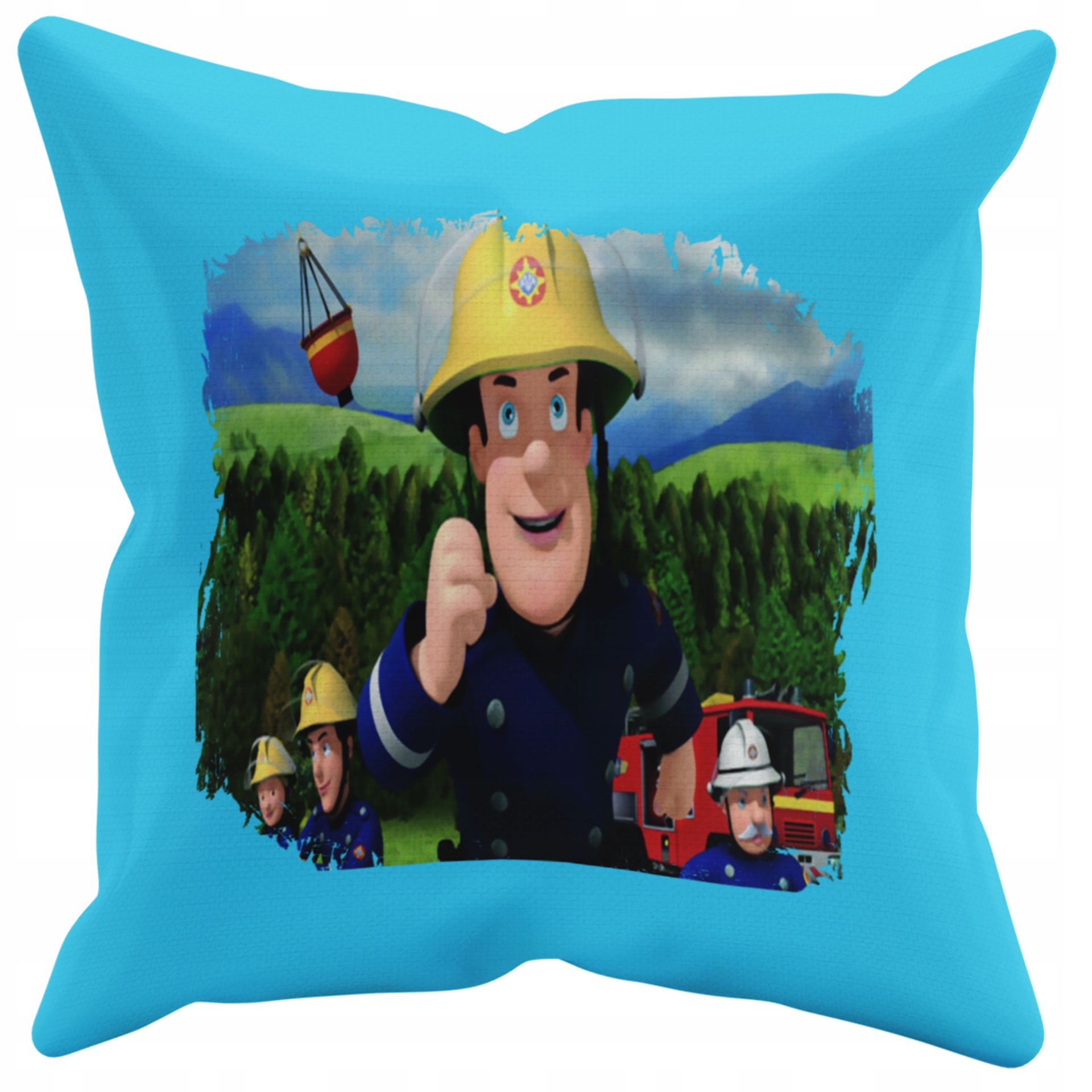POSZEWKA NA PODUSZKĘ JAŚKA DO PRZEDSZKOLA STRAŻAK SAM + IMIĘ GRATIS Kolor dominujący odcienie niebieskiego