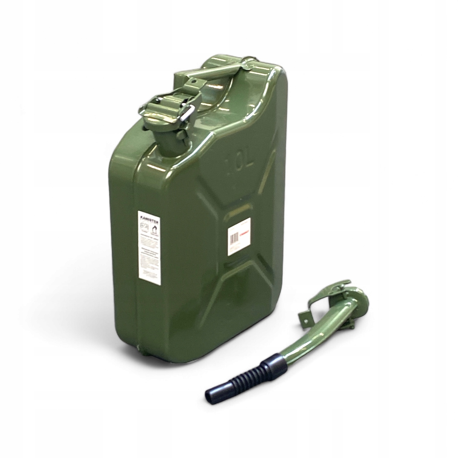 Kovový kanystr 10 l na benzín trychtýř