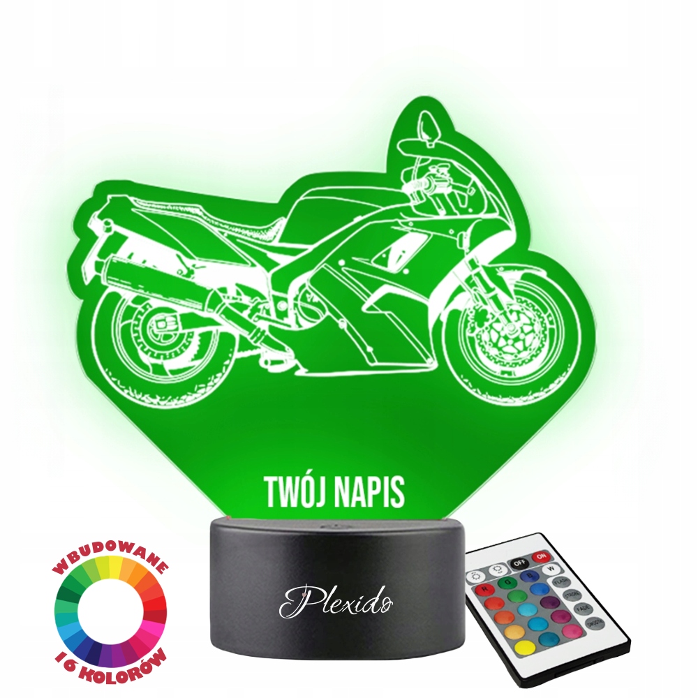 Lampka Nocna Motor Yamaha Ścigacz Twój Napis Imię Grawer Prezent 3D LED