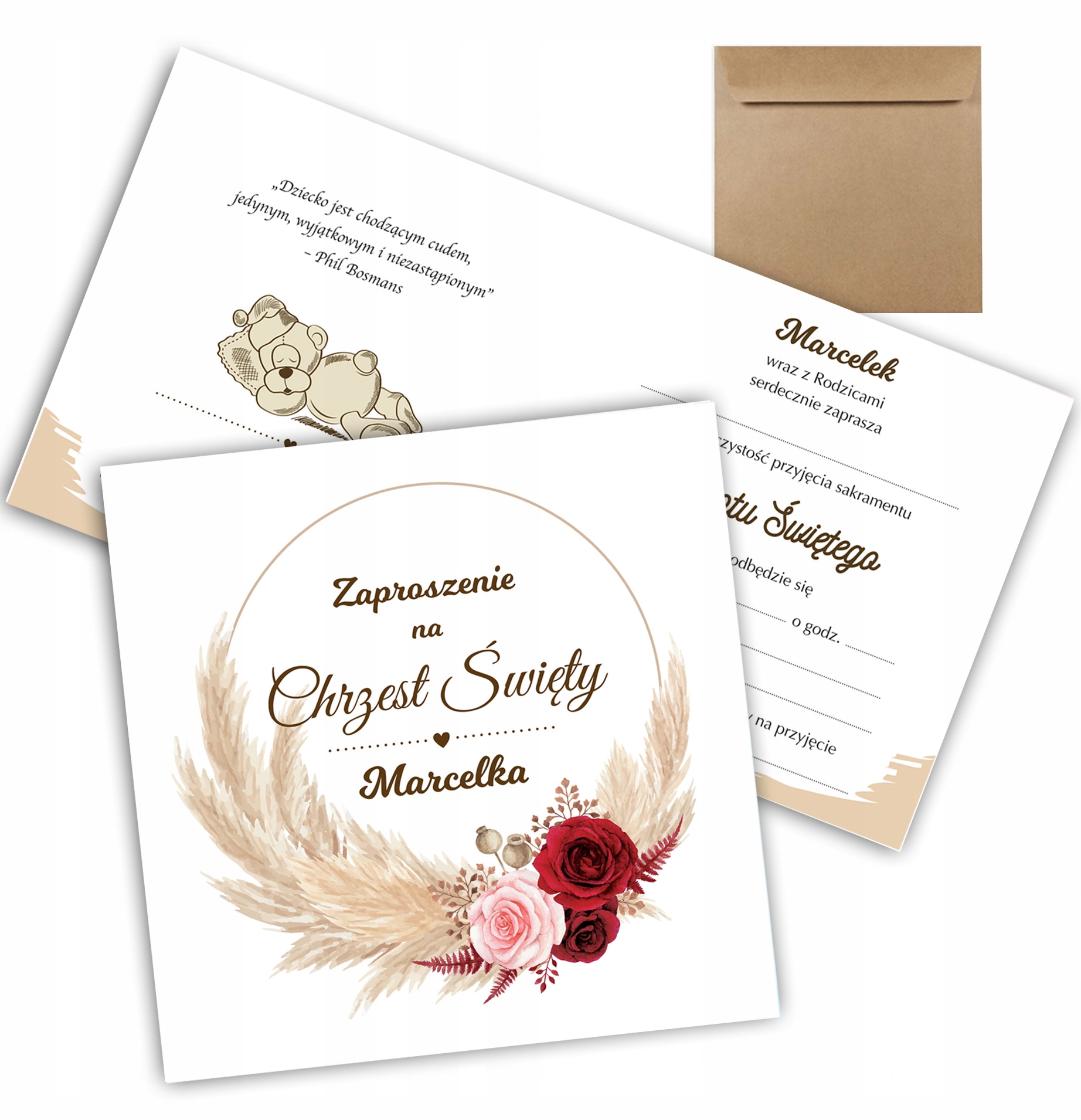 ZAPROSZENIA NA CHRZEST Święty IMIĘ BOHO koperta