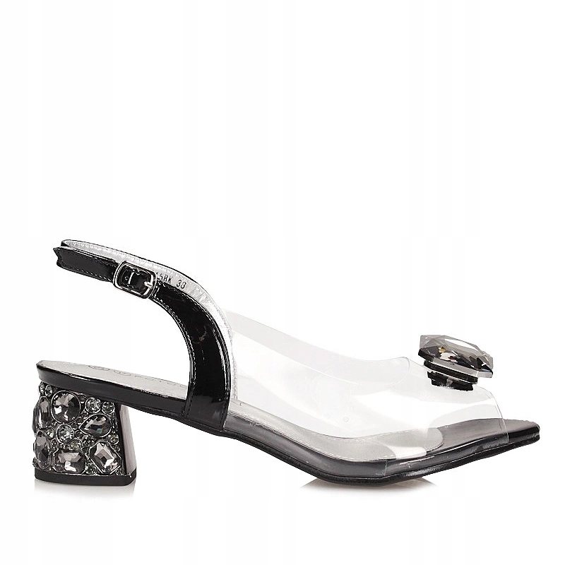 Dámské silikonové společenské sandály na podpatku Potocki 25-43315 Bk