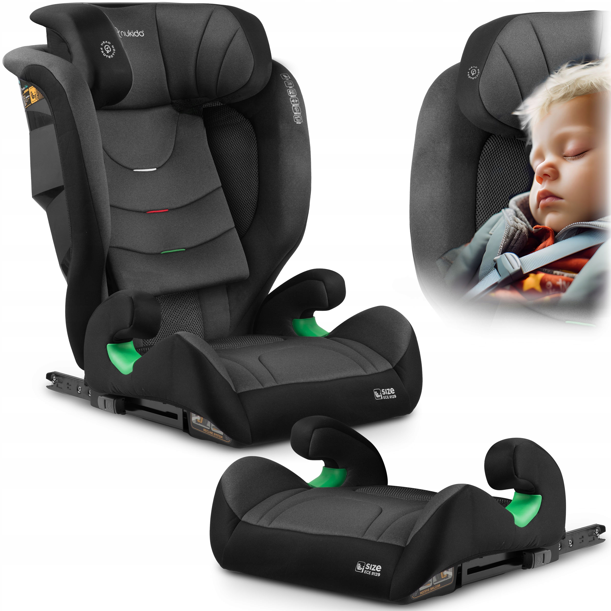 FOTELIK SAMOCHODOWY 15-36KG ISOFIX NUKIDO LOUIS SOFT I-SIZE PODSTAWKA