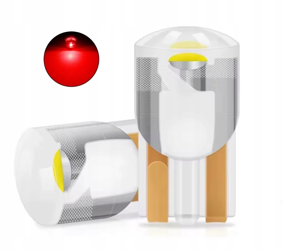 Żarówka Led W5W T10 1:1 12V GEN2 Czerwony IP65 Cob CARZE103 Akryl Red